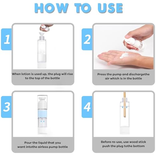 Airless Pump Bottles 0.5oz, 3-Pack Leak-Proof Lotion Dispenser