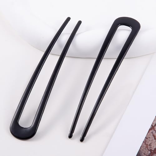 Black 6-Pack Metal French Hair Pins for Women U-Shape 3.9 Inch - Easy Styling