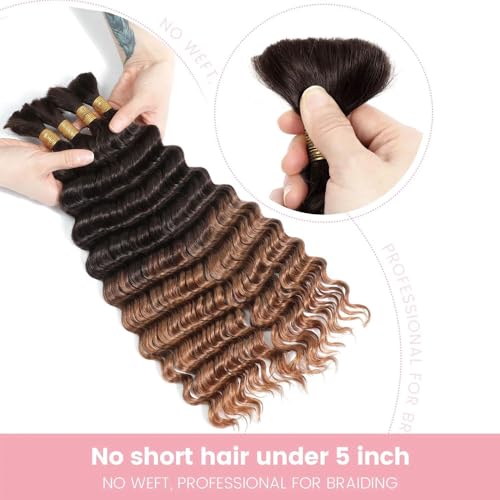 Human Braiding Hair Extensions Deep Wave Bulk for Boho Braids 20-24 Inch