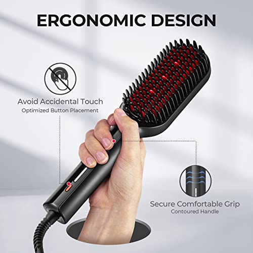 TYMO Ionic Hair Straightener Brush - 16 Temp Settings, Dual Voltage