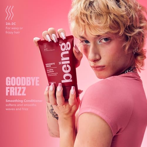 Being Goodbye Frizz Smoothing Shampoo & Conditioner Set for Wavy Hair - Jojoba & Almond Oil, 354mL