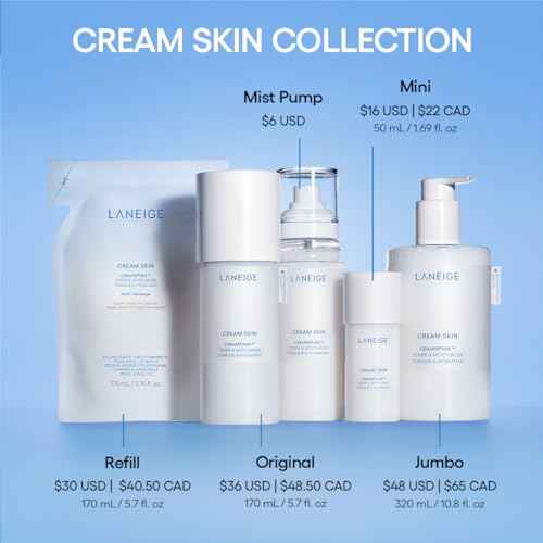LANEIGE Cream Skin Toner & Moisturizer Refill: Lightweight Refillable Korean Milky Toner with Ceramide & Peptide for Hydration, Firming, & Barrier Support