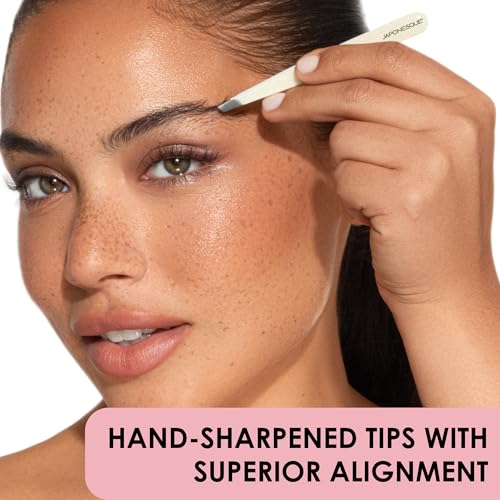 JAPONESQUE Pointed & Slant Tweezer Set - Precision Stainless Steel Eyebrow Duo