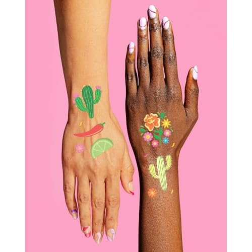 xo, Fetti Fiesta Party Supplies Metallic Tattoos - 52 styles | Cinco De Mayo Decorations, Final Fiesta Bachelorette + Mexican Decor