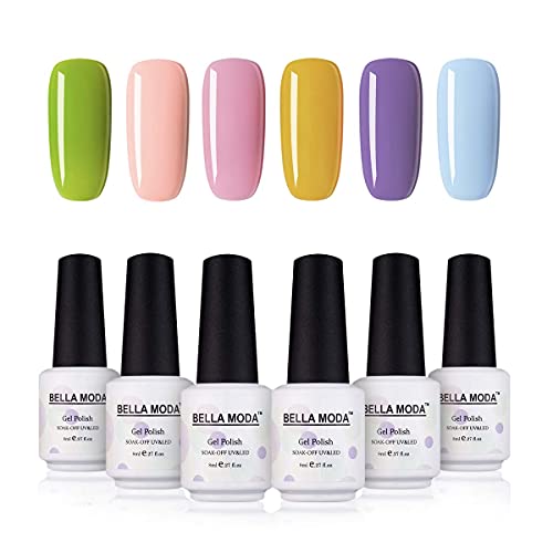 BELLA MODA 8ml Nail Starter Salon UV Nail Gel Varnish Soak Off Gel Nail Polish 6 Colors with Gift Box Set BB-07