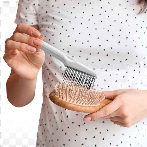 Boao 2 Pieces Hair Brush Cleaning Tool Comb Cleaner Brush Mini Comb Cleaning Hair Remover Tool for Removing Dust Home and Salon Use (Gray, Wood Color)