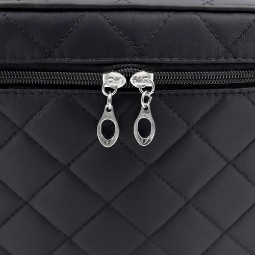 Makeup Bag Cosmetic Travel Bag Large Make Up Bag with Handle Zipper Makeup case Waterproof Cosmetic Pouch for Purse Makeup Brush Bags for Women Girls-Black