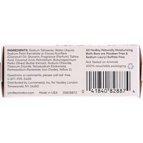 Yardley London Lemon Verbena with Shea Butter & Pure Citrus Oil Moisturizing Bar 4.25 ozr (Pack of 4)