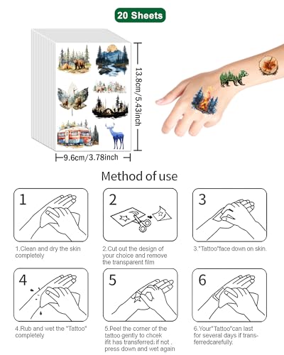 Forest Temporary Tattoos Stickers - 156 Pieces, 20 Sheets