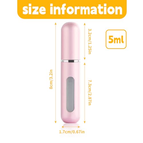 6-Pack 5ml Travel Perfume Bottles Refillable Spray