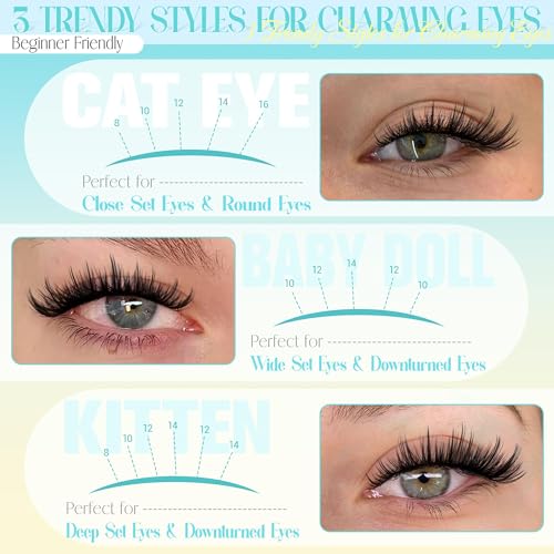 Lash Clusters Kit Wispy Eyelash Clusters Manga Lash Extensions Kit 8-16mm Natural Cluster Eyelash Extensions Fairy False Lashes DIY Individual Lashes Clusters Kit Spikes Lash Clusters
