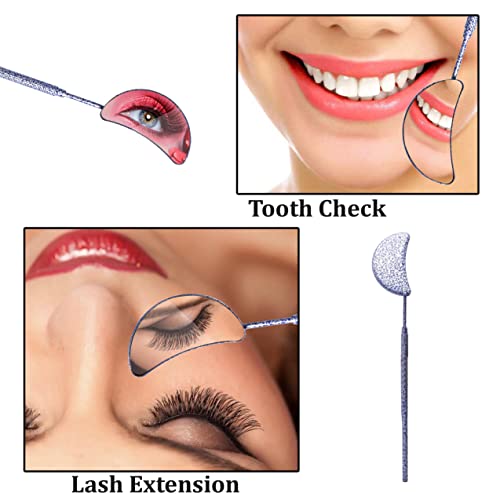 Lash Mirror Eyelash Extension Mirror Half-moon Shape Lash Mirror Stainless Steel Eyelash Mirror Tool Large Eyelash Inspection Mirror for Women Girls Makeup Supplies ELM-01