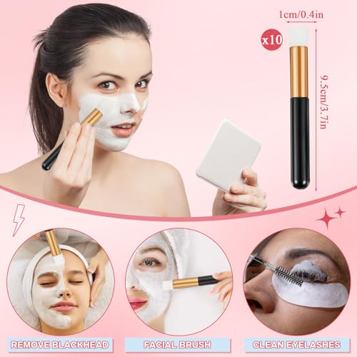 60 Pcs Lash Shampoo Brushes Set 10 Lash Shampoo Brushes 10 Mascara Tubes and Wands 10 Foam Pump Bottle 10 Rinse Bottles 10 Makeup Remover Pad 10 Aftercare Drawstring Bag(Black,10 Pcs)
