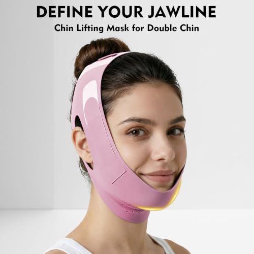 Double Chin Reducer & V Line Jawline Strap for Sleeping, Pink