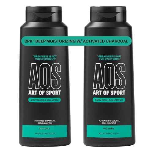 Art of Sport Men¡¯s 2-in-1 Body Wash and Shampoo with Charcoal Activated, Eucalyptus Fragrance, Made for Athletes, Victory Scent, 16 fl oz (Pack of 2)