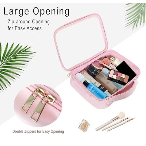 Clear Cosmetic Bags 3pack Makeup Toiletry Bag with Handle Travel Essentials for Men and Woemn Pink 3Pcs