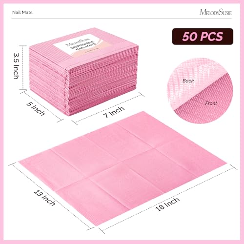 MelodySusie Disposable Nail Mats 50Pcs 18" x 13" - Absorbent Salon Pads