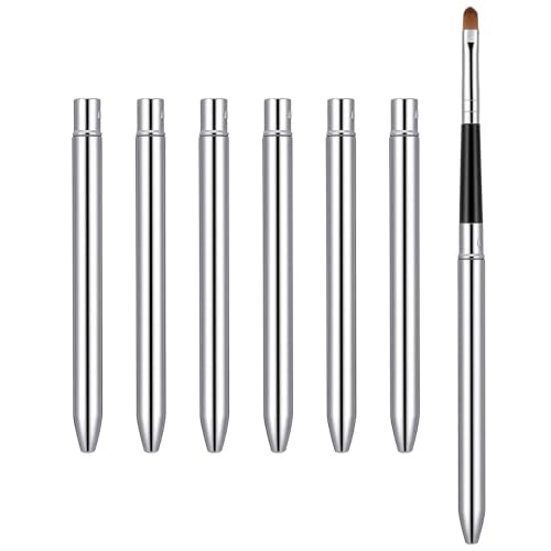 Retractable Lip Brush Set of 6 - Silver Lipstick Applicator
