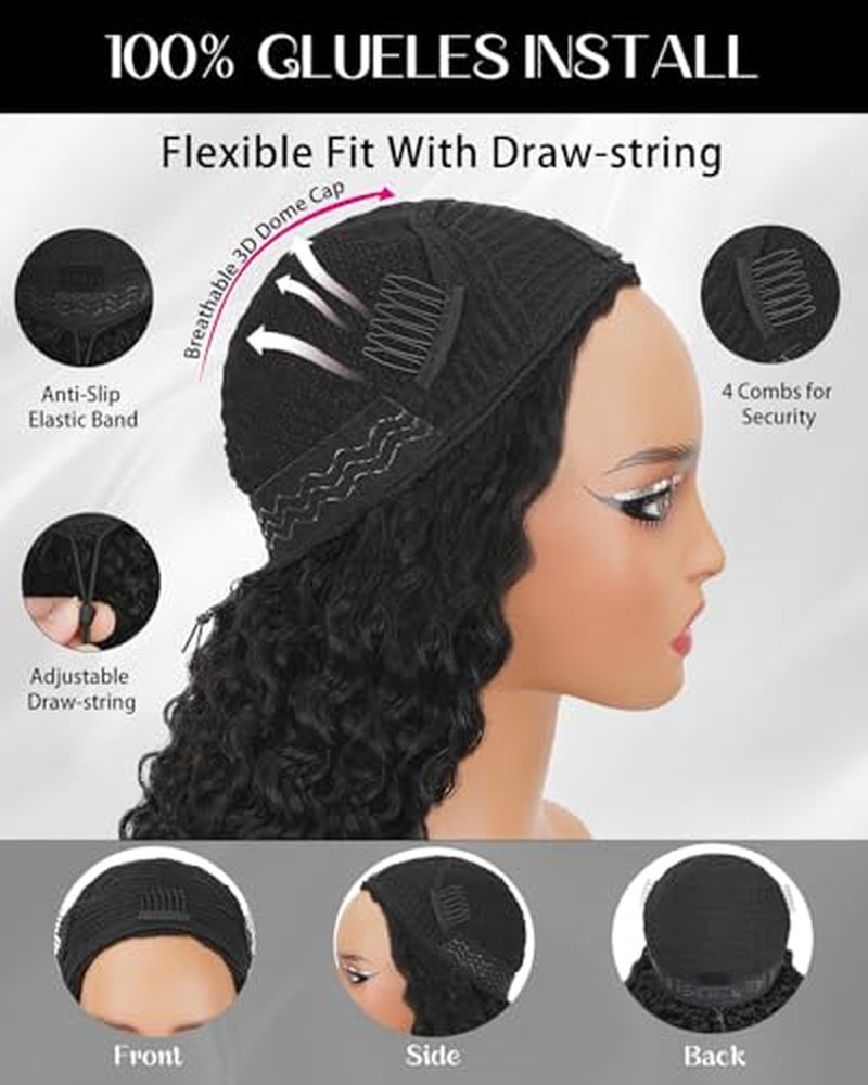 Burmese Curly Half Wig - 20 Inch Glueless Drawstring for Black Women