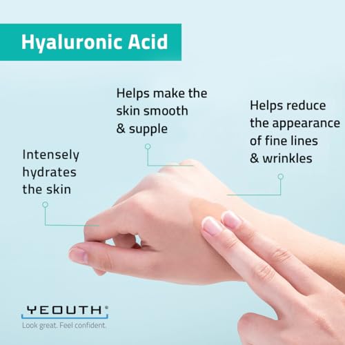 YEOUTH Pure Hyaluronic Acid Serum for Face 100%, Hydrating Serum for Dull Skin, Moisturizing Serum, Hyaluronic Serum for Face for Women & Men 1oz