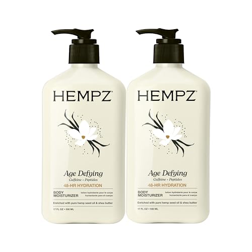 Hempz Age Defying Body Moisturizer, 17 Fl Oz, 2 Pack Bundle - Daily Herbal Moisturizer, Shea Butter Anti-Aging - Body Lotion, Hemp Extract Lotion - Skin Care Products, 100% Pure Organic Hemp Seed Oil