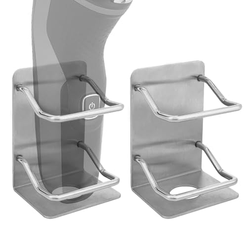 Linkidea 2 Packs Stainless Steel Electric Razor Holder, Men's Electric Shaver Holder for Shower, Bathroom Shaver Organizer Compatible with Braun Series 5, Philips Series 2400, 5000x, 9000 (Silver)