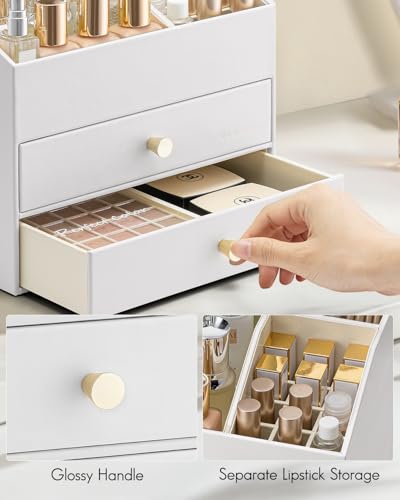 VLANDO Makeup Organizer with Drawers - Large PU Leather Cosmetic Storage