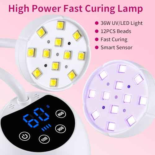 UV Nail Lamp,36W Cordless Gooseneck UV Light Gel x Flash Cure Lamp with 3 Timers and Auto Sensor for Gel Polish Nail Art(White)