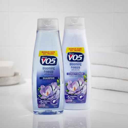 Alberto VO5 Blooming Freesia Revitalizing Conditioner - Hair Conditioner Formulated with Essential Vitamins and Oils - Fresh Floral Fragrance - 15 oz