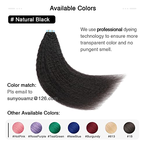 SUYYA Kinky Straight Tape In Hair Extensions 12 Inch