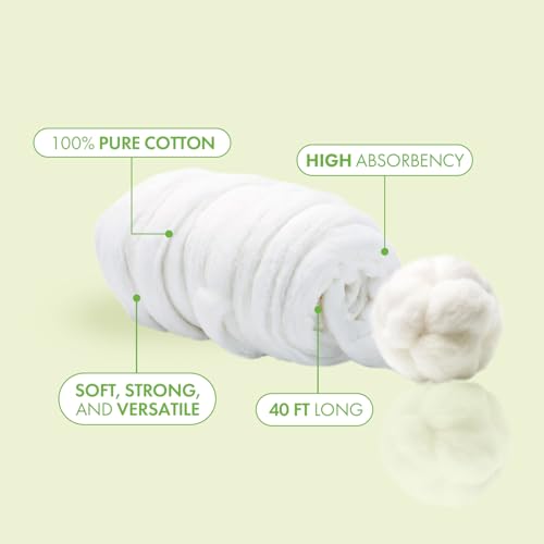 Intrinsics 100% Cotton Coil Roll - 40ft High Absorbency for Salon Use
