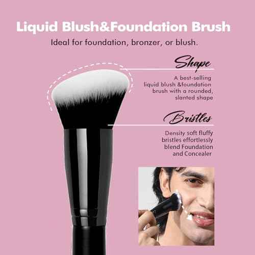Bueart Design Ultimate Blending makeup Brush with Liquid Blush brush Ideal For Applying & Blending liquid Cream Foundation,Bronzer & Blush mineral powder, Soft, Dense Bristles, Vegan & Cruelty-free,M9
