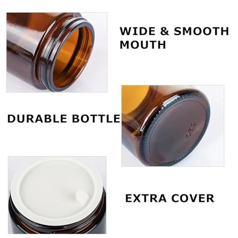 24 Pack 4oz Amber Glass Jars with Black Lids & Liners