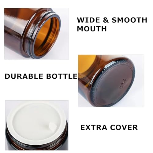 36 Pack 1oz Amber Glass Jars with Black Lids for Travel & DIY