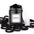 iFwevs 50PCS Black Cotton Seamless Ponytail Holders for Thick & Curly Hair - No Damage Elastics, Hair Bands for Women & Men - Variation: A-black