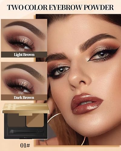 2-Color Eyebrow Powder Palette with Brush & Razor Kit