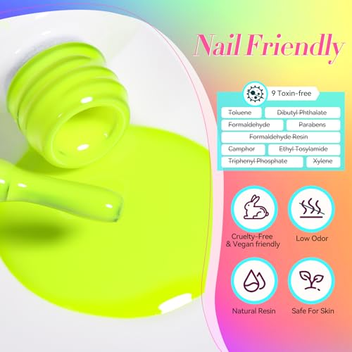 Born Pretty Neon Gel Nail Polish Set - 6 Colors Long Lasting High Shine