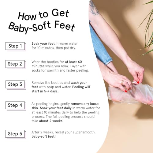 Grace & Stella Exfoliating Foot Peel Mask for Dry Cracked Feet - 4 Pairs
