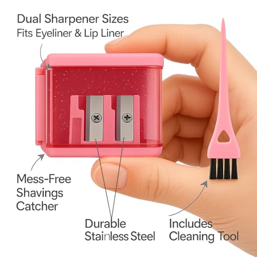 Makeup Pencil Sharpener for Eyeliner, Lip & Brow Pencils - Precise & Easy Clean