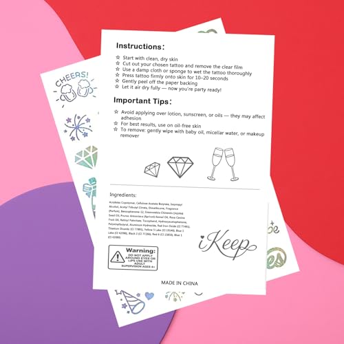 Bachelorette Tattoos - 100 Pc Iridescent Temporary Tattoo Set