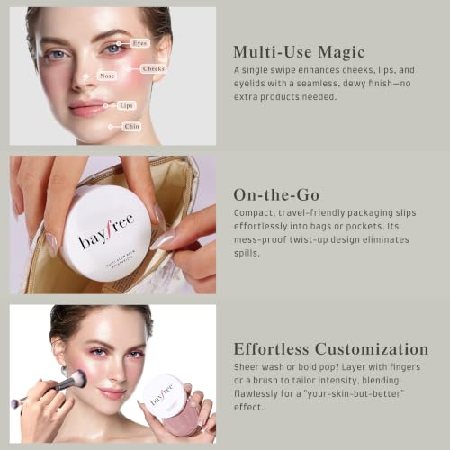 Bayfree Multi Glow Balm Cream Blush Pink Camellia Grayish Pink for Cheeks Lips & Eyes