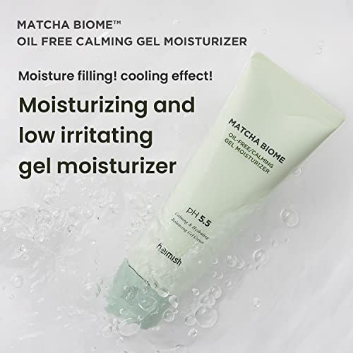 HEIMISH Matcha Biome Oil-free Calming Gel Moisturizer - Moisturizing, Cooling, Soothing, Low Irritating, Non-sticky formula with Matcha, Probiotics, for Oily & Acne-prone Skin, pH 5.5, 3.4fl.oz/100ml