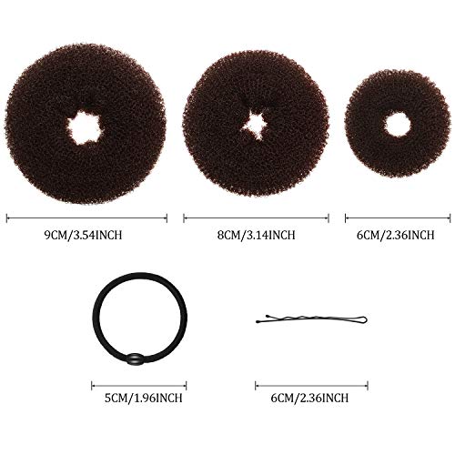 Donut Hair Bun Maker Set - 9 Pieces with Elastics & Bobby Pins