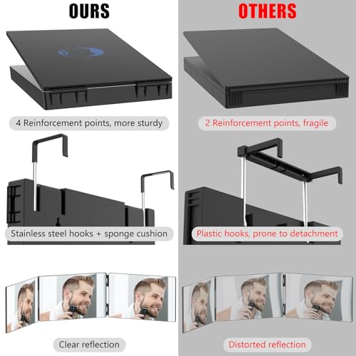 OLIBUY Adjustable 3-Way Mirror for Hair Cutting & Makeup