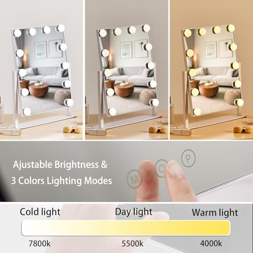 Hollywood Vanity Mirror with 12 Dimmable Bulbs & 5X Magnification