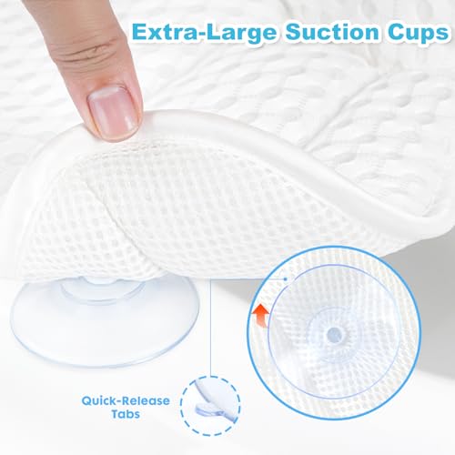 Bath Pillow for Tub with 6 Suction Cups - Neck & Back Support