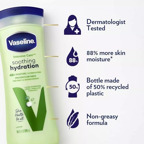 Vaseline Soothing Hydration 6-Pack ? Intensive Care Moisturizing Hand and Body Lotion with Aloe, Ultra-Hydrating Lipids, 48 Hours of Moisture, 10 Oz Ea