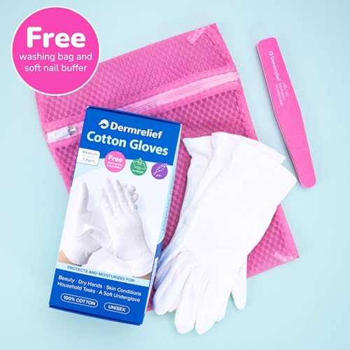 Dermrelief Cotton Moisturizing Gloves for Eczema & Dry Hands - 7 Pairs