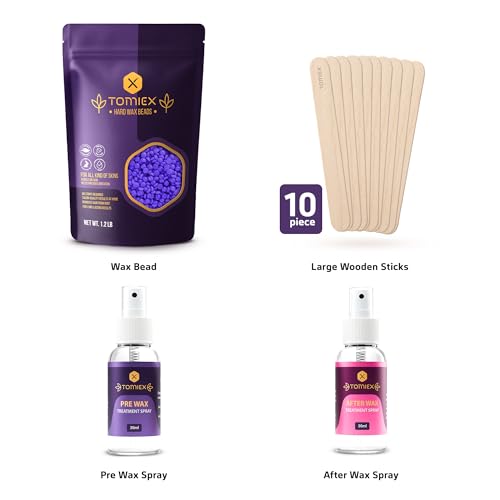 Wax Beads 19.2oz (1.2lb) ? Hair Removal Kit with Pre & Post Wax Spray + 10 Spatulas ? No Strip Needed ? Gentle Formula for Sensitive Skin ? For Face, Legs, Brazilian, Bikini & Body