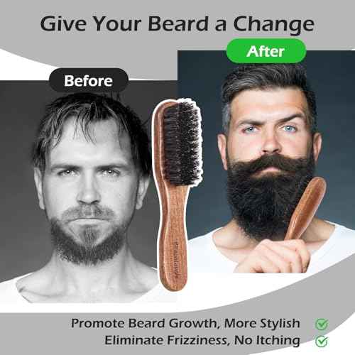Beard Brush, 100% Real Wild Boar Bristle Walnut Wood Beard & Mustache Comb Brush for Men¡¯s Beard Grooming and Care, Gift for Men to Straighten and Promote Beard Growth